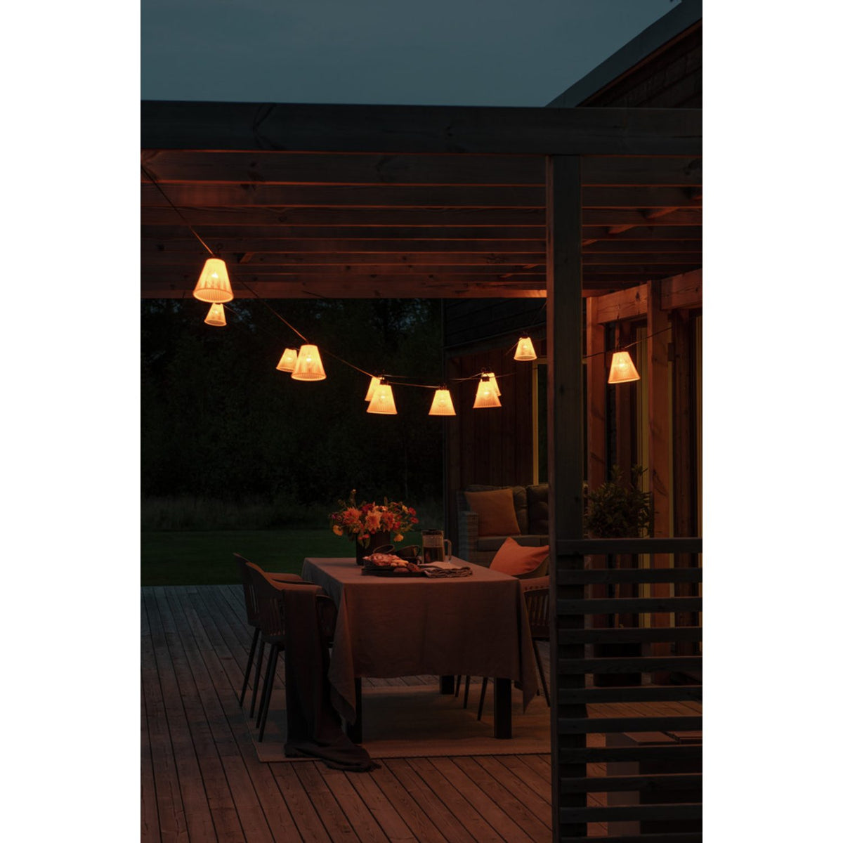 Startset E27 10 amber LED dekoration Dimmer Ljusslinga Ute Gul