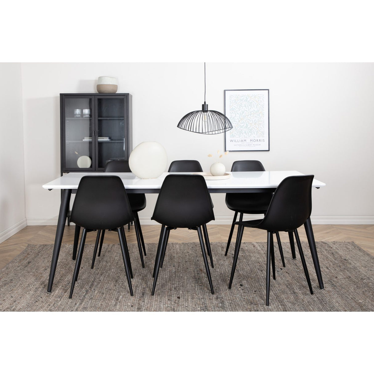 Jimmy, Polar Rektangulär matgrupp Svart, Svart, vit, 195 x 90