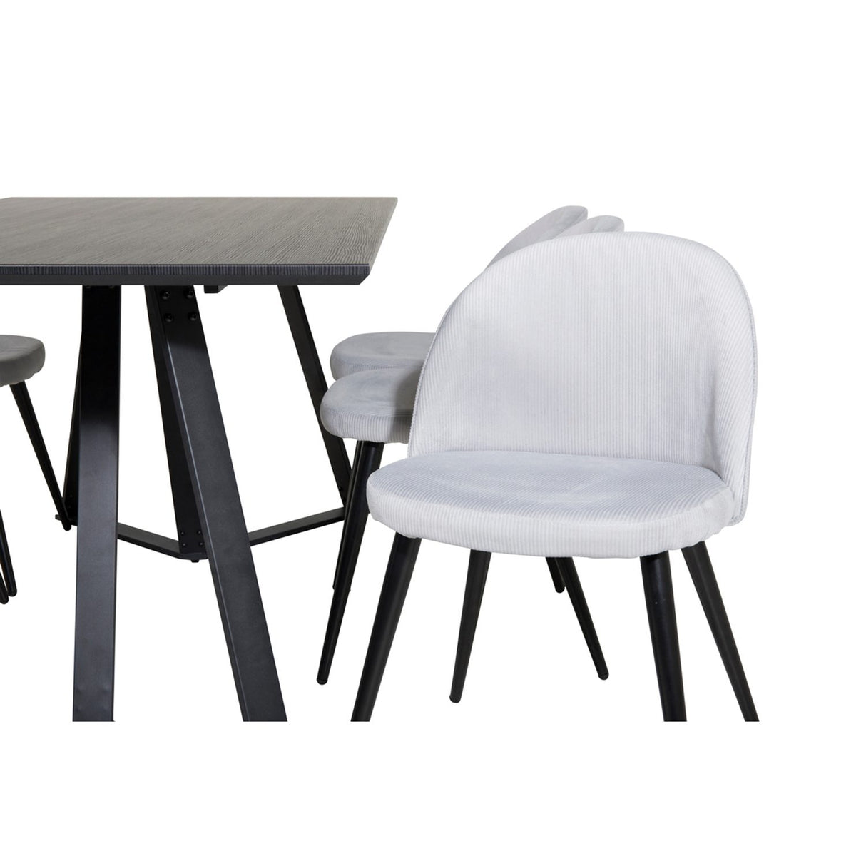 Marina, Velvet Rektangulär matgrupp Svart,Ljusgrå, Svart, 180 x 90