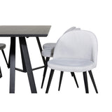 Marina, Velvet Rektangulär matgrupp Svart,Ljusgrå, Svart, 180 x 90