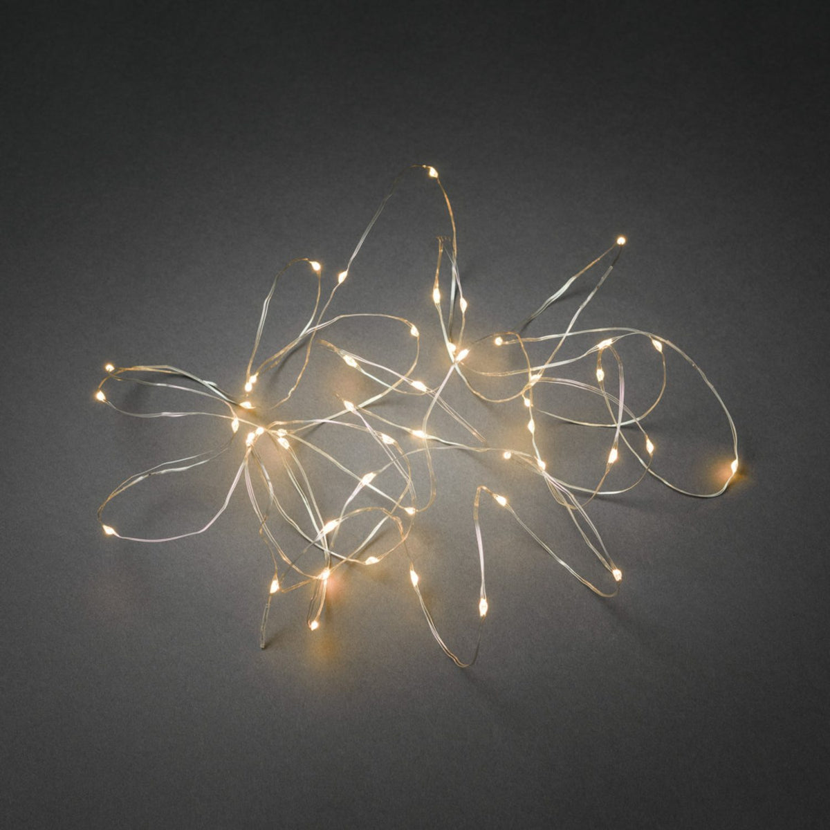 Micro LED med Transformator Ljusslinga Inomhus 50 Lampor (4.9m), Amber/Silver Kabel
