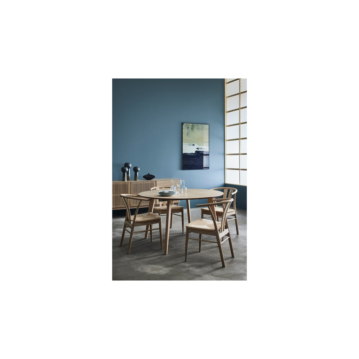 Sagene Matbord Vitpigmenterad Lackad Ekfaner, 110 cm