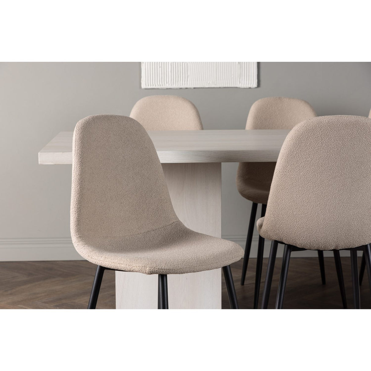 Olga, Polar Rektangulär matgrupp Beige,Svart, Vit, 200 x 90