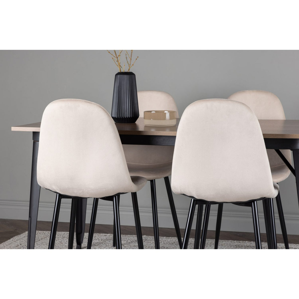 Tempe, Polar Rektangulär matgrupp Beige, Svart, Valnöt, 140 x 80