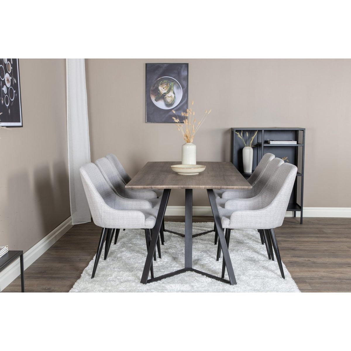 Marina, Plaza Rektangulär matgrupp Svart,Grå, Svart,Grå, 180 x 90