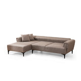 Jakarta (140-270 x 95 x 77 cm) Hörnsoffa-bäddsoffa Ljusbrun, Vänster