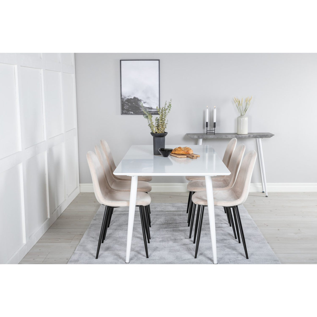 Polar, Polar Rektangulär matgrupp Beige,Svart, Vit, 180 x 90