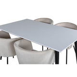 Jimmy, Berit Rektangulär matgrupp Beige, Svart, Svart,Vitt, 150 x 90