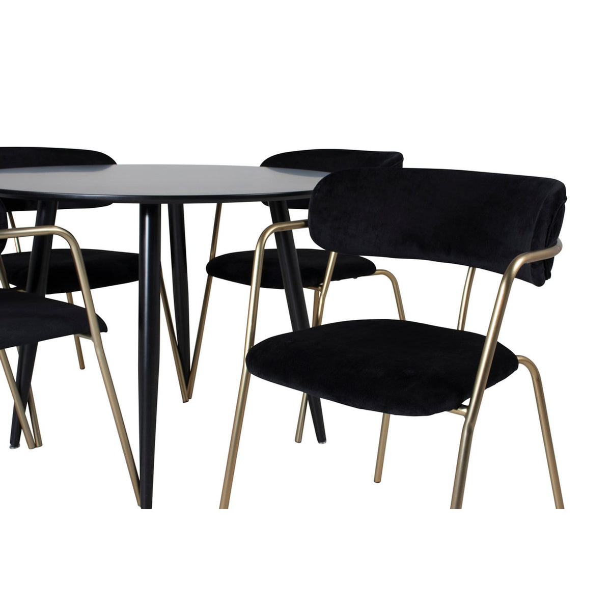 Plaza, Arrow Rund matgrupp Svart,Guld, Svart, ⌀100