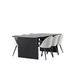 Vail, Velvet Rektangulär matgrupp Svart,Grå, Svart, 200 x 100