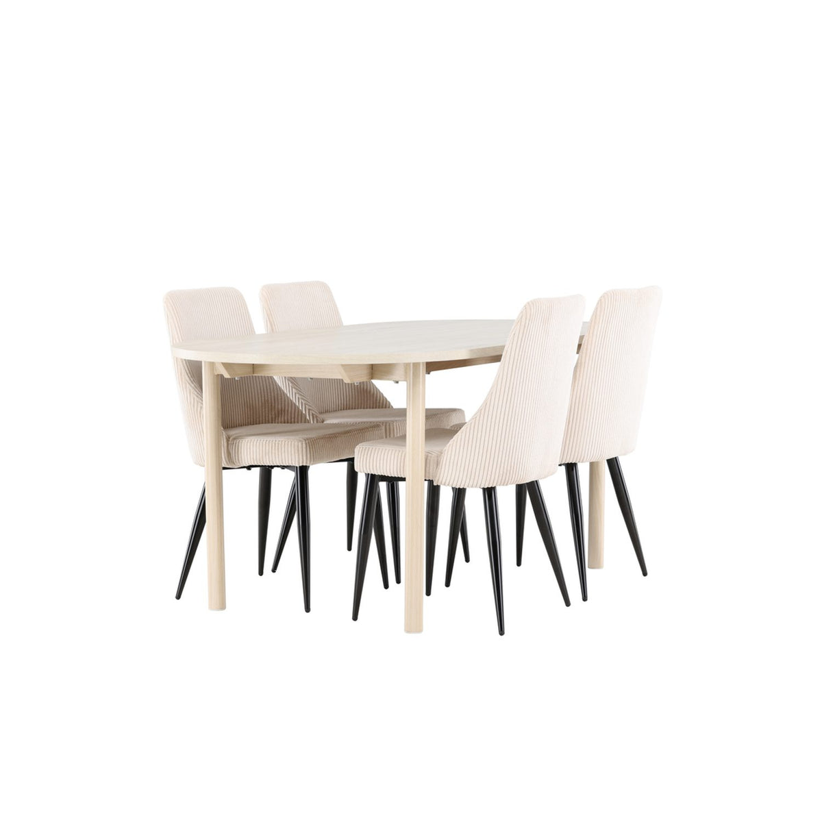 Andy, Leone Ovalt matgrupp Beige,Svart, Vitlaserad, 180 x 90