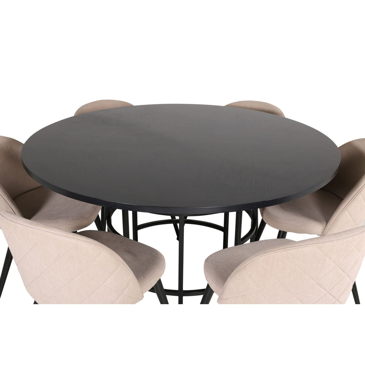 Copenhagen, Velvet Rund matgrupp Beige,Svart, Svart, ⌀140