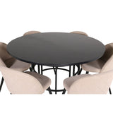 Copenhagen, Velvet Rund matgrupp Beige,Svart, Svart, ⌀140