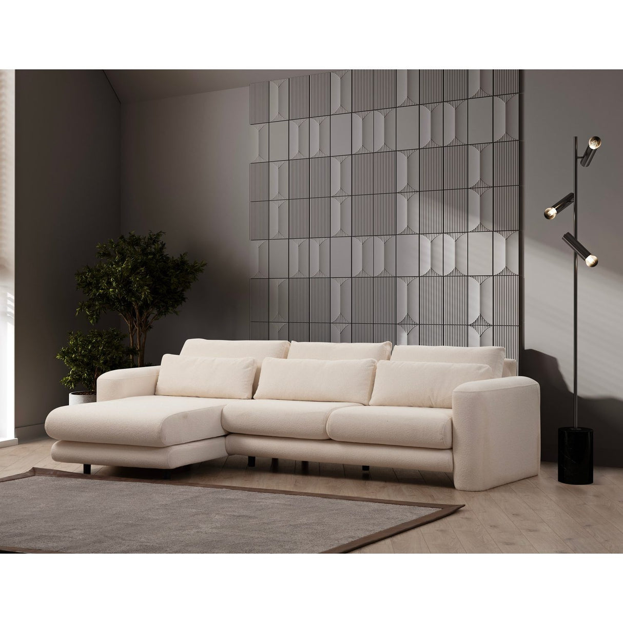 Essaouira hörn (290-165 x 97 x 73 cm) Hörnsoffa Kräm