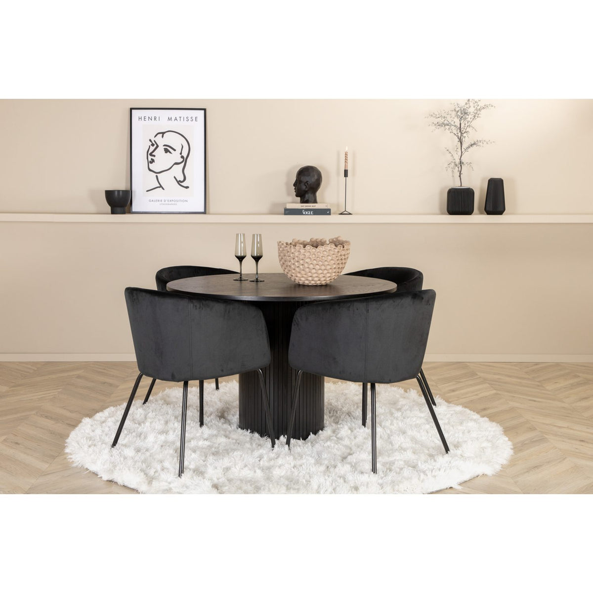 Bianca, Berit Rund matgrupp Svart, Svart, 4st