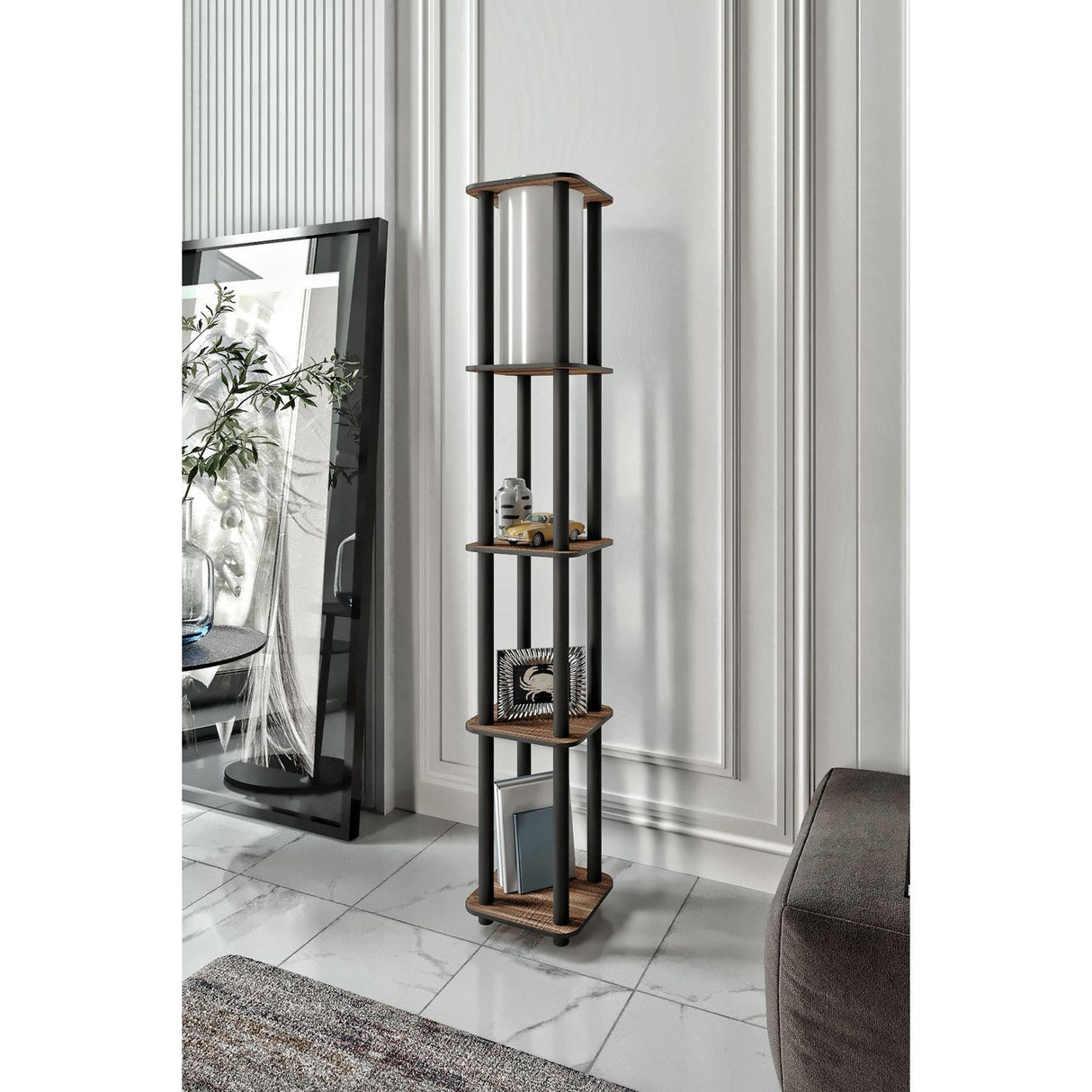 Porto Square (H 150 cm) Valnöt Golvlampa