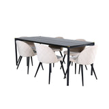 Pelle, Velvet Rektangulär matgrupp Beige, Svart, Svart, 190 x 90