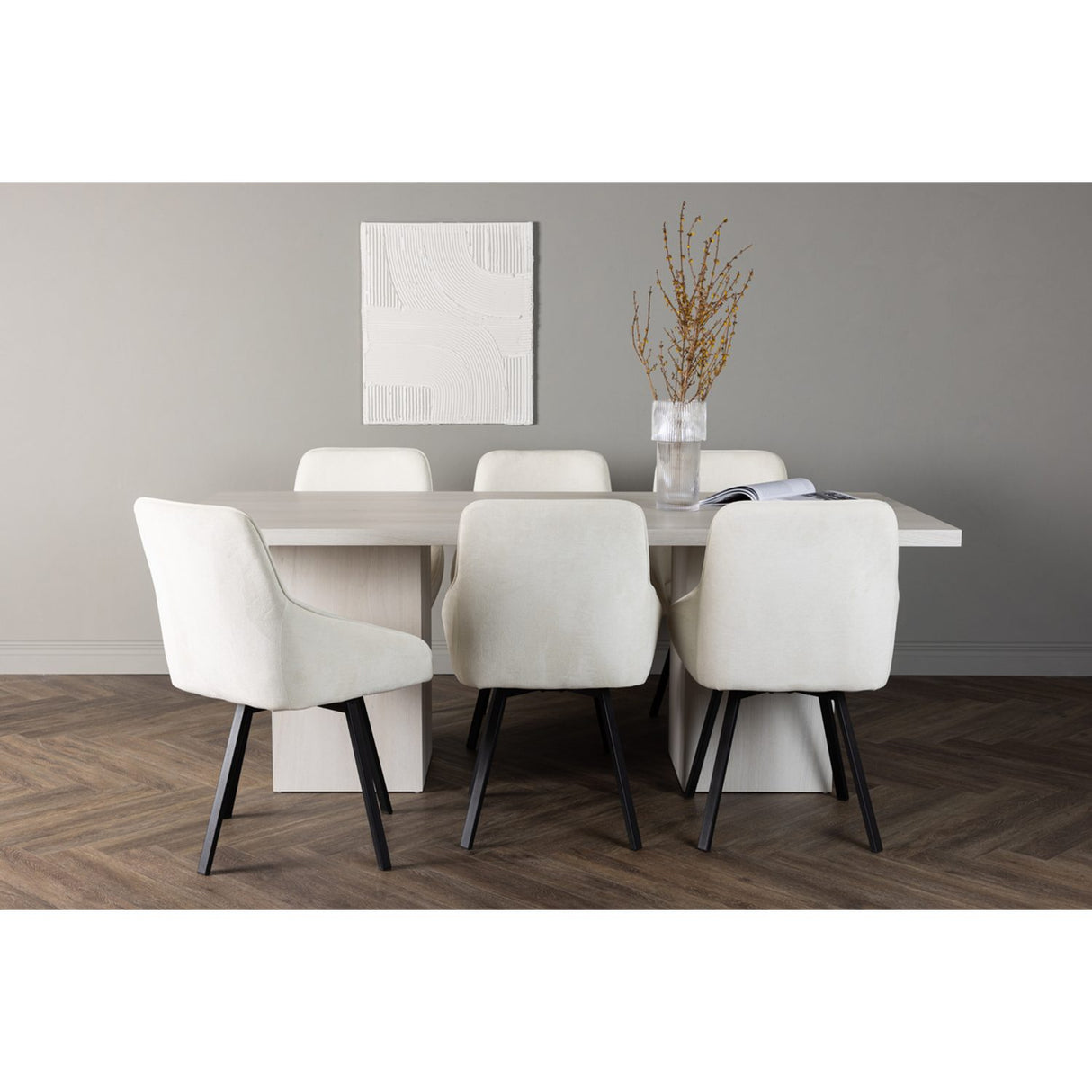 Olga, Rosie Rektangulär matgrupp Beige,Svart, Vit, 200 x 90