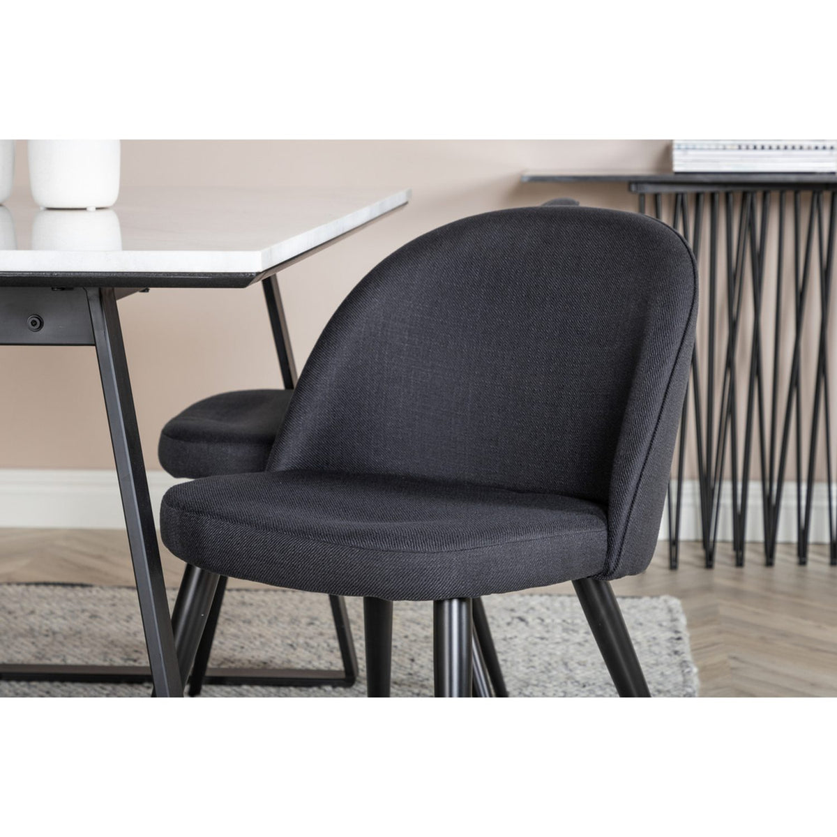 Estelle, Velvet Rektangulär matgrupp Svart, Svart, vit, 140 x 90