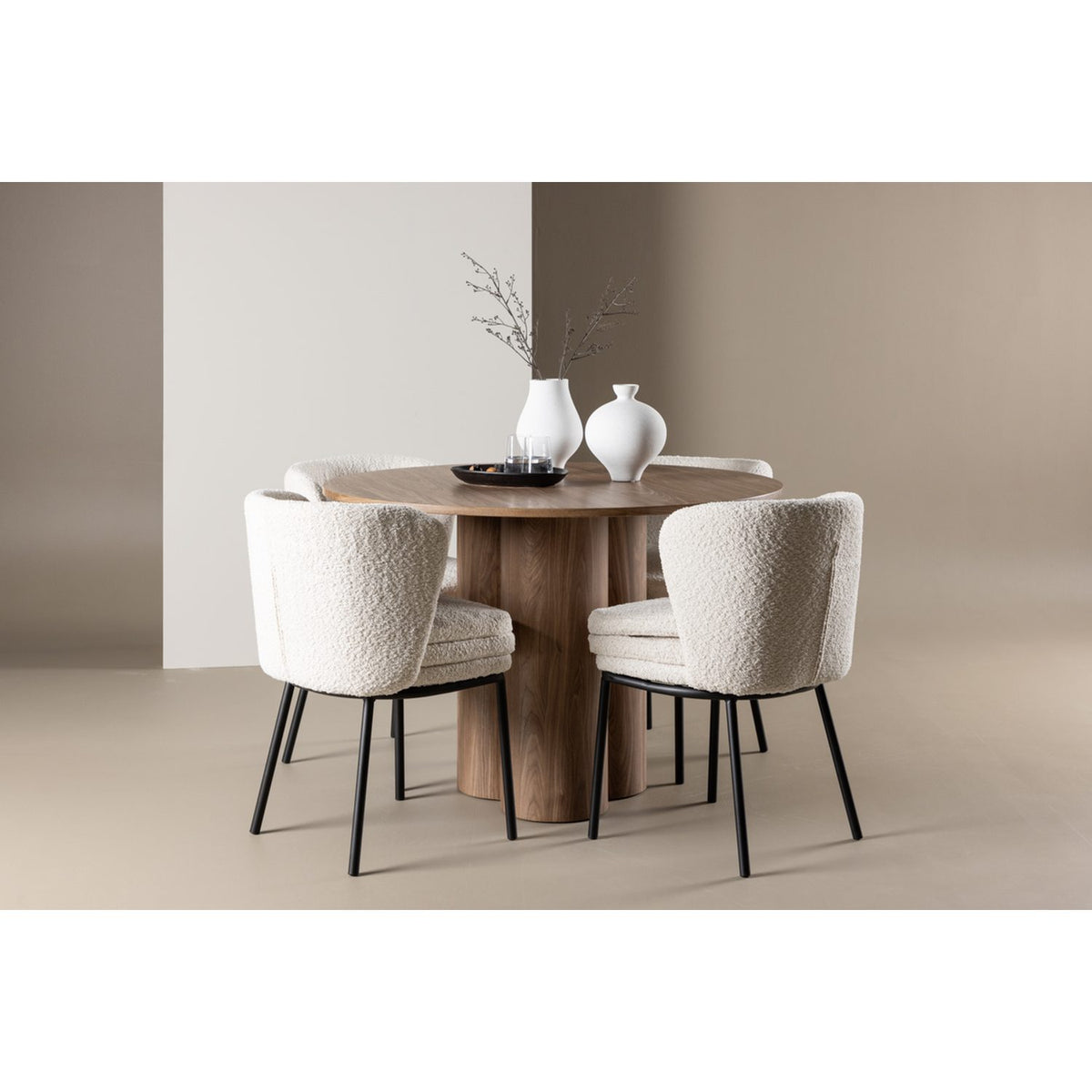 Olivia, Agnes Rund matgrupp Vit, Brun, 4st