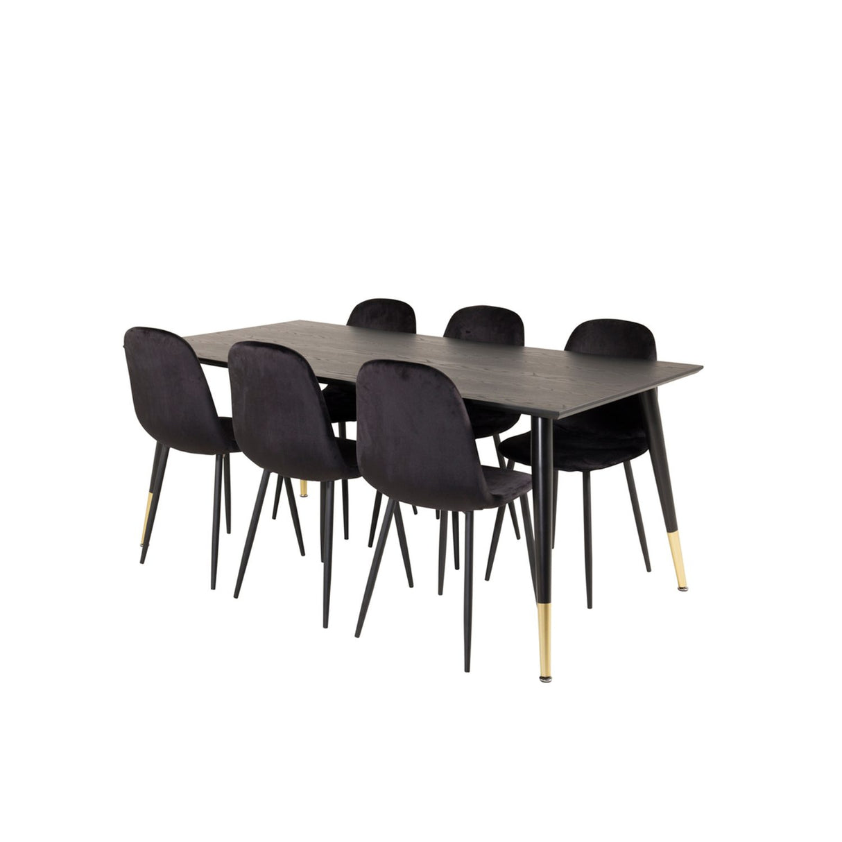 Dipp, Polar Rektangulär matgrupp Svart, Svart, Guld, 180 x 90