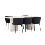 Narvik, Edina Oval matgrupp Svart, Beige, 200 x 100