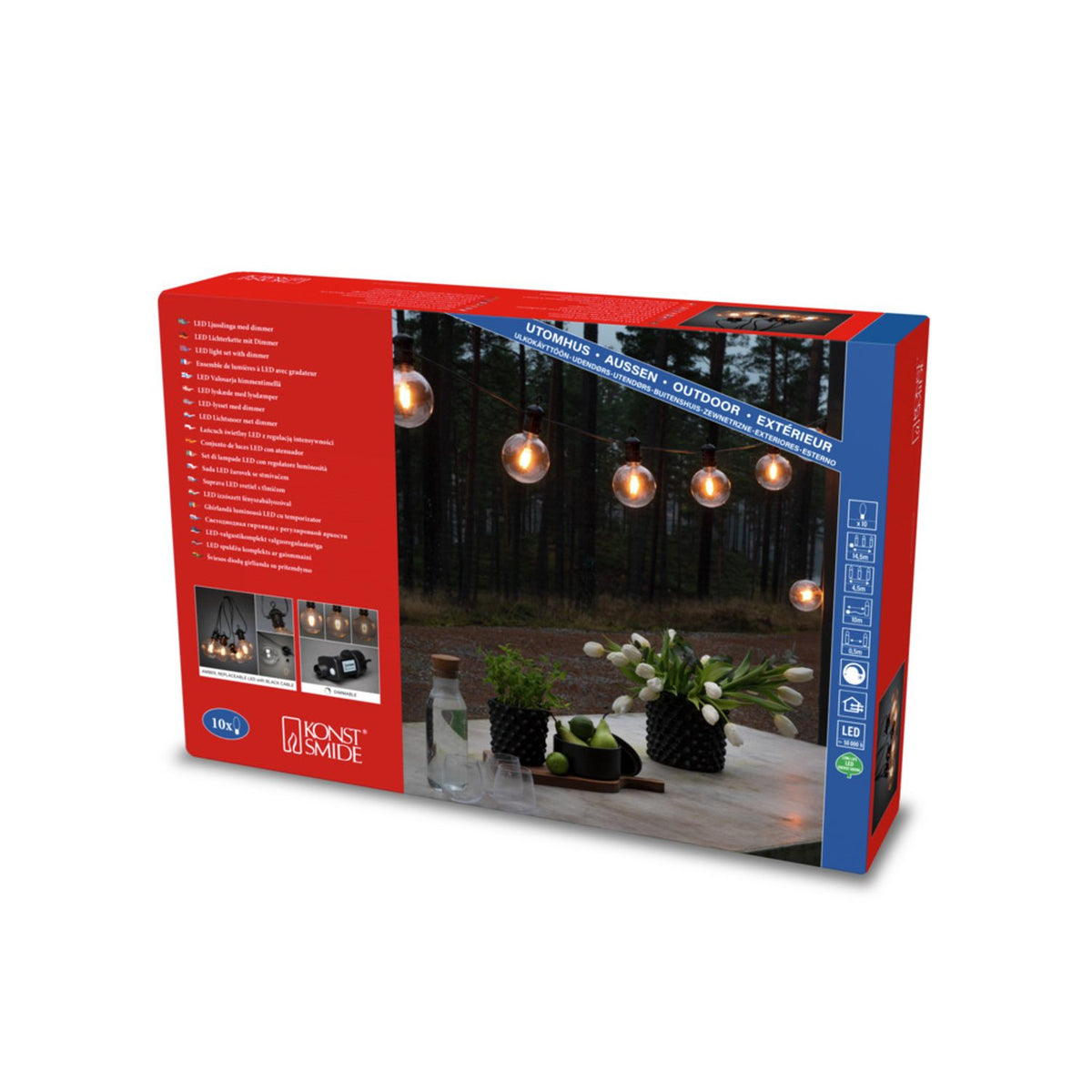 E27 10 Amber LED, Utbytbar Dimmer Klot Ljusslinga Ute