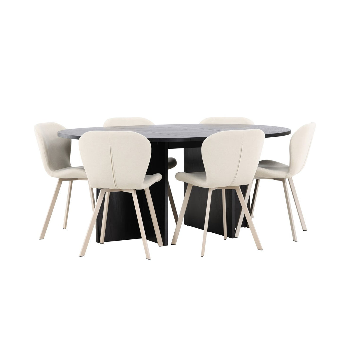 Strada, Lilja Oval matgrupp Beige, Svart, ⌀120