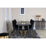 Gold, Velvet Deluxe Rektangulär matgrupp Svart, Guld, Svart, 180 x 85