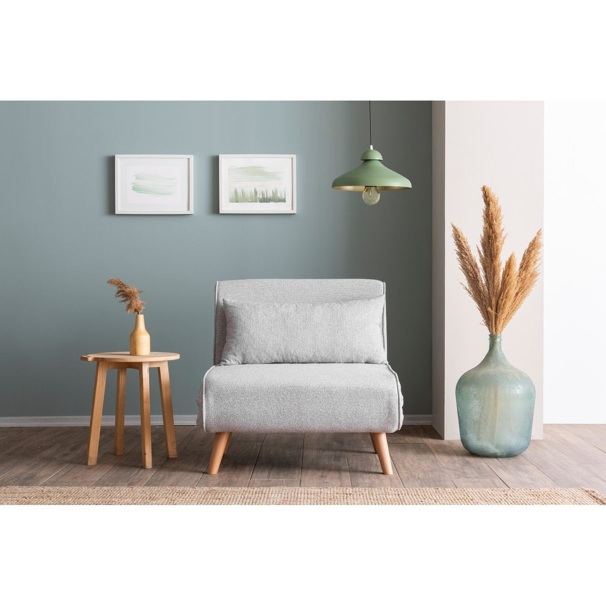Ohrid enkel (80 x 79 x 80 cm) Grå 1-sits bäddsoffa