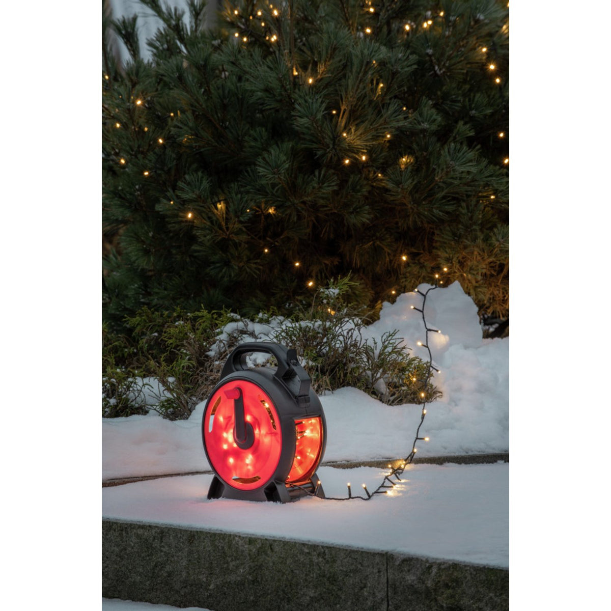 med Sladdvinda LED Svart Soft-cable Ljusslinga Ute 27.93m, Varmvit