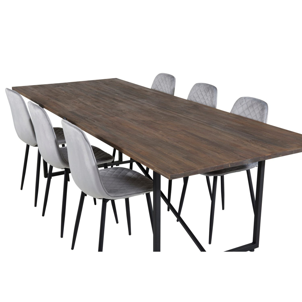 Padang, Polar Rektangulär matgrupp Svart,Grå, Svart,Natur, 250 x 100