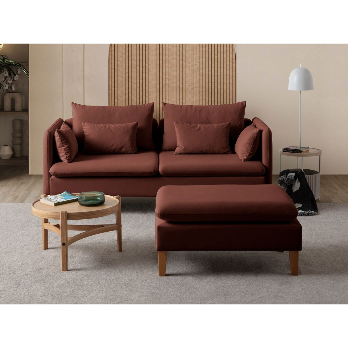 Oslo (195 x 75 x 100 cm) 3-sitssoffa Kakelröd