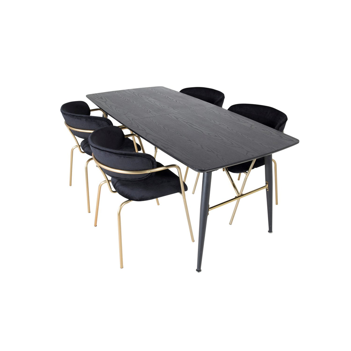 Gold, Arrow Rektangulär matgrupp Svart,Guld, Svart, 180 x 85