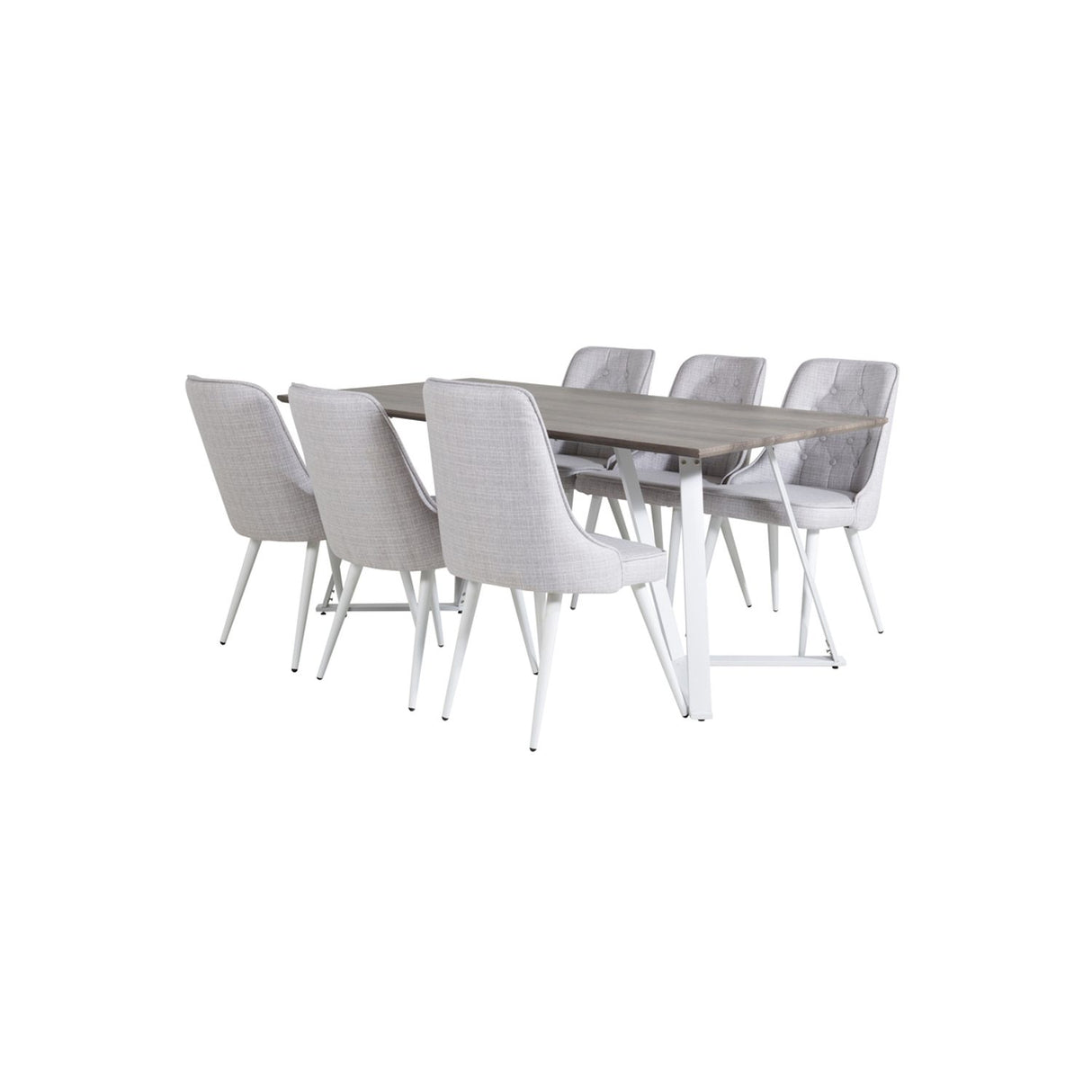 Marina, Velvet Deluxe Rektangulär matgrupp Vit, Grå,Vit, 180 x 90