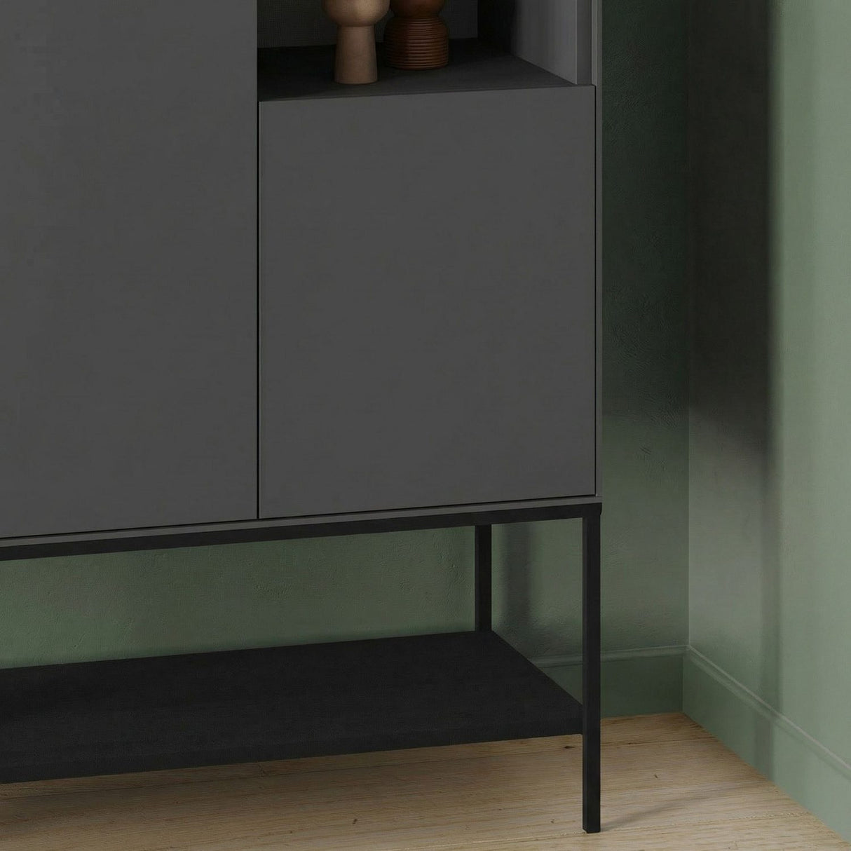 Amira (90 x 125 x 40 cm) Sideboard Antracitträ Svart Svart