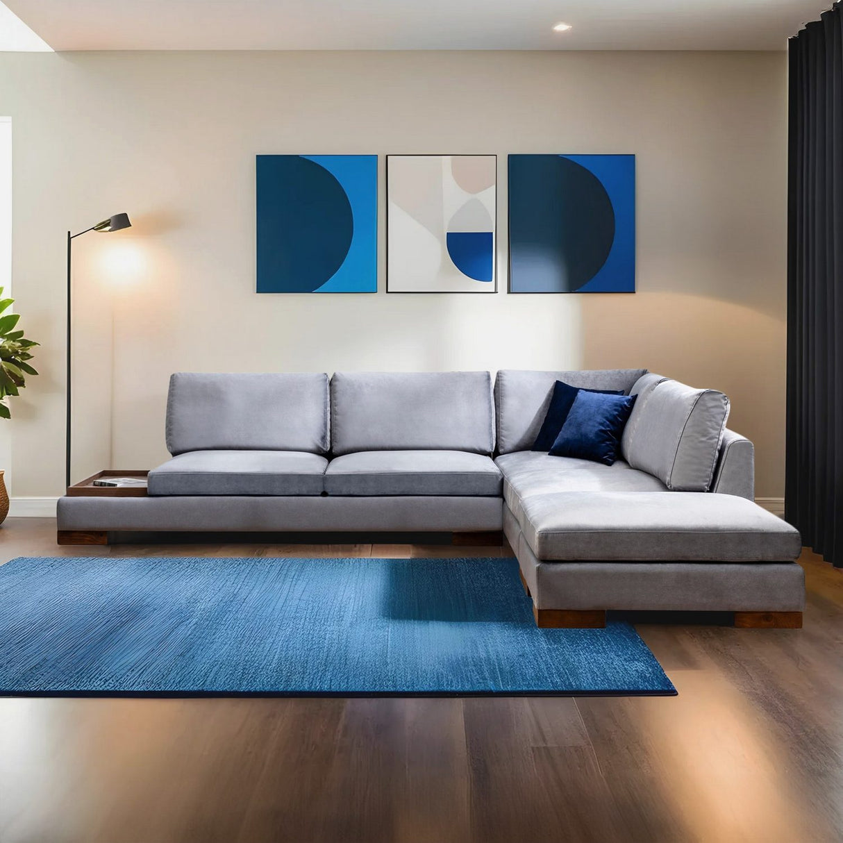 Reykjavik hörn med puff (313-193 x 97 x 80 cm) Hörnsoffa Mörkgrå
