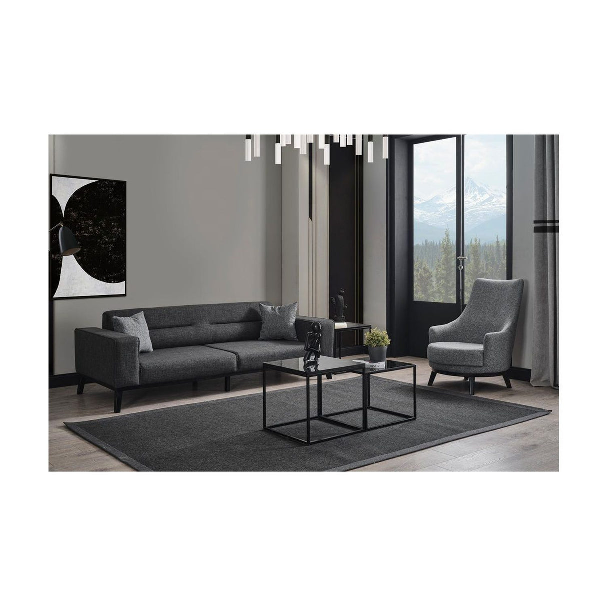 Bali 3-sits (222 x 92 x 74 cm) 3-sits bäddsoffa Antracit