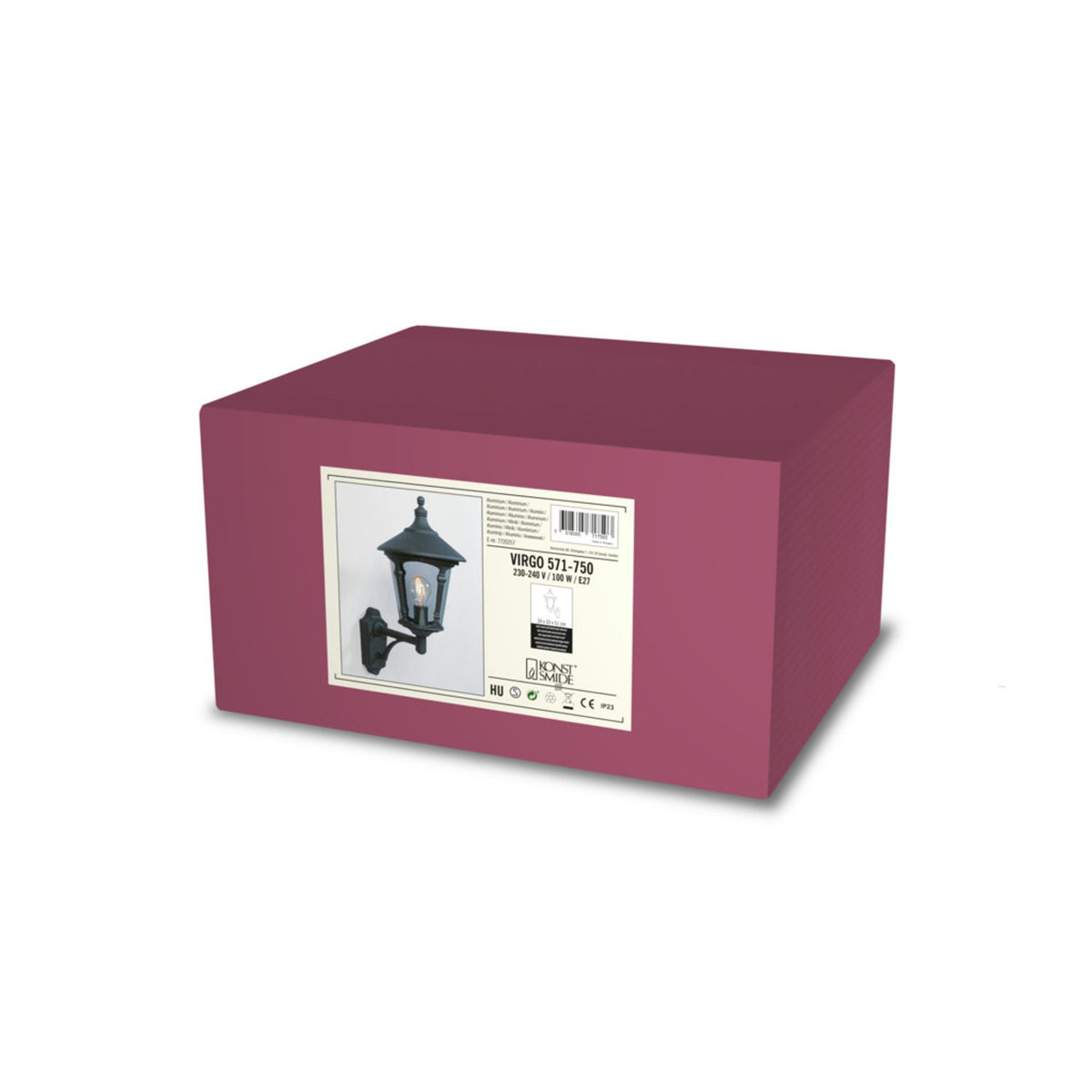 Virgo E27 Upp Vägglampa Ute Svart