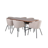 Uno, Berit Rektangulär matgrupp Beige, Svart, Svart,Natur, 200 x 90