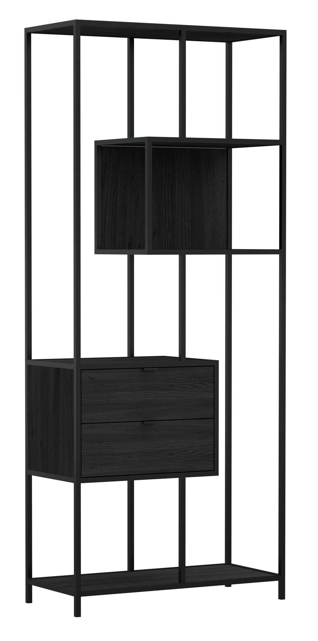 Seaford Bokhylla med 2 Lådor 185x77x35 cm Svart