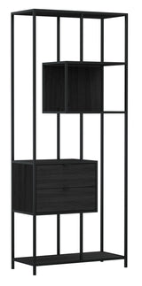 Seaford Bokhylla med 2 Lådor 185x77x35 cm Svart