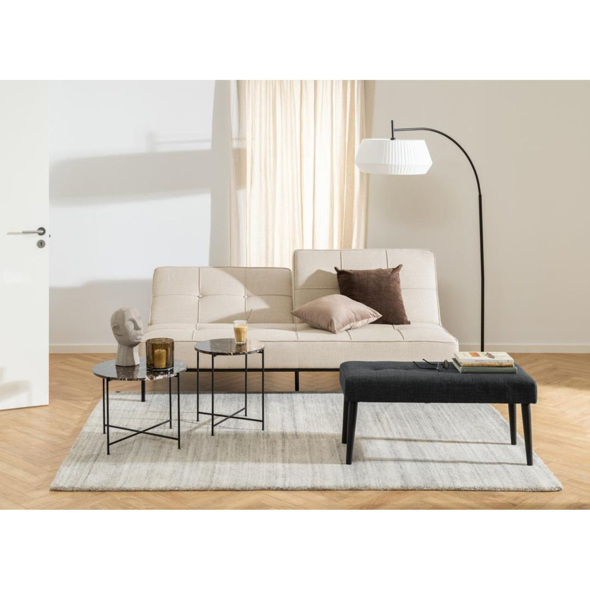 Perugia Bäddsoffa 87x198x95 cm Basel tyg Beige