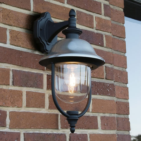 Parma E27 Svart/Rostfri Vägglampa Ute Ned