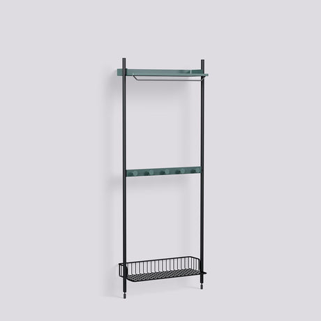 Pier System 1041 1 sektion 82 × 31,5 × 209 cm Hyllsystem PS Blue, Black – anodiserad aluminium, PS Black – pulverlackerad ståltråd