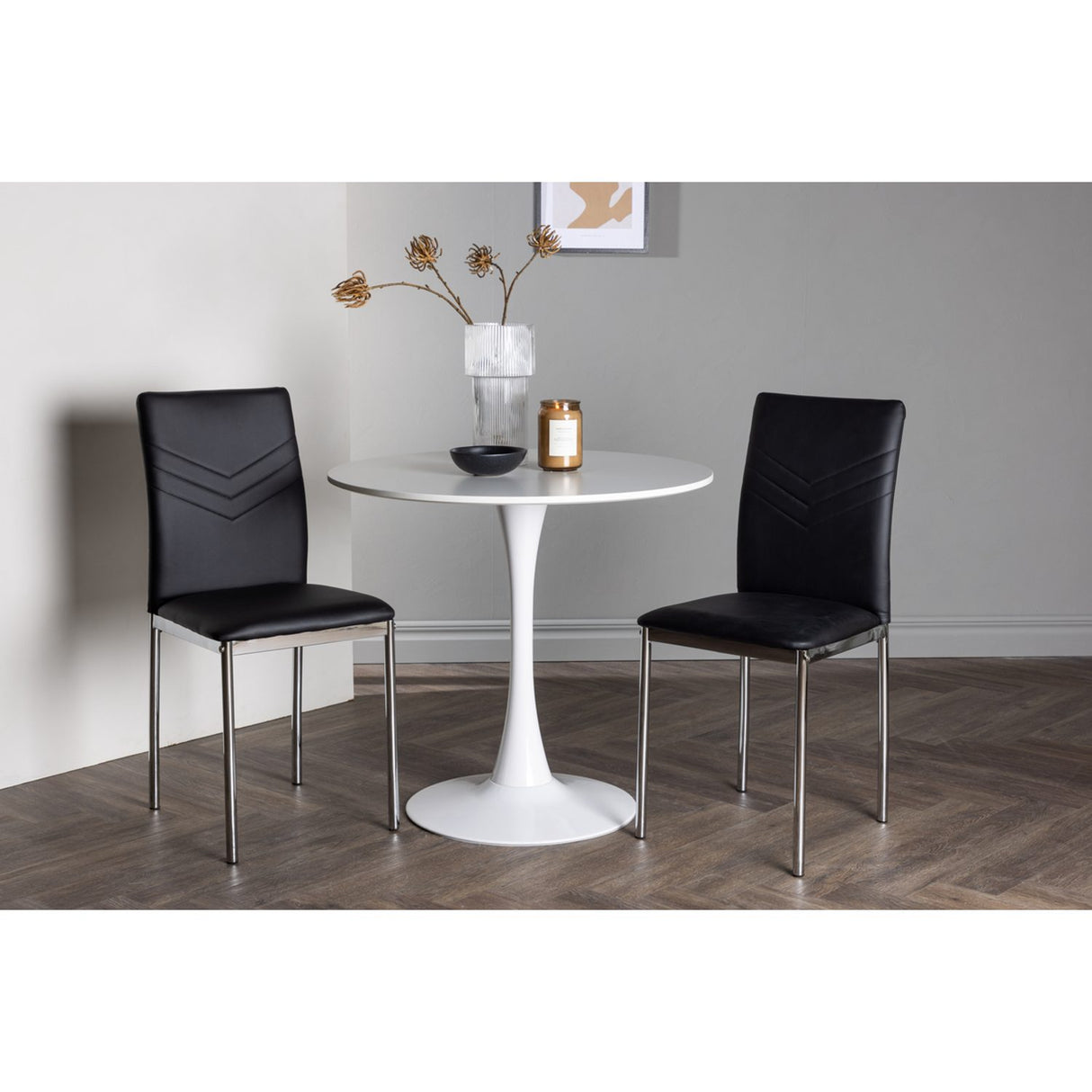 Hamden, Lily Rund matgrupp Svart,Silver, Vit, ⌀80