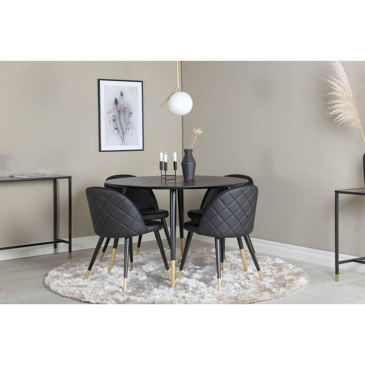 Dipp, Velvet Rund matgrupp Svart,Guld, Svart,Guld, ⌀115