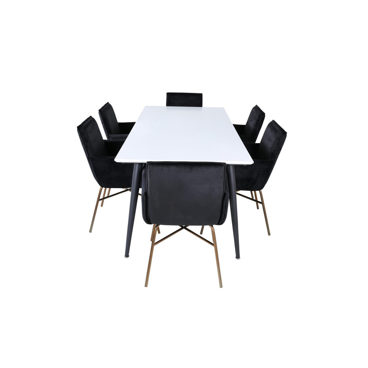 Jimmy, Petra Rektangulär matgrupp Svart,Koppar, Svart,Vitt, 195 x 90