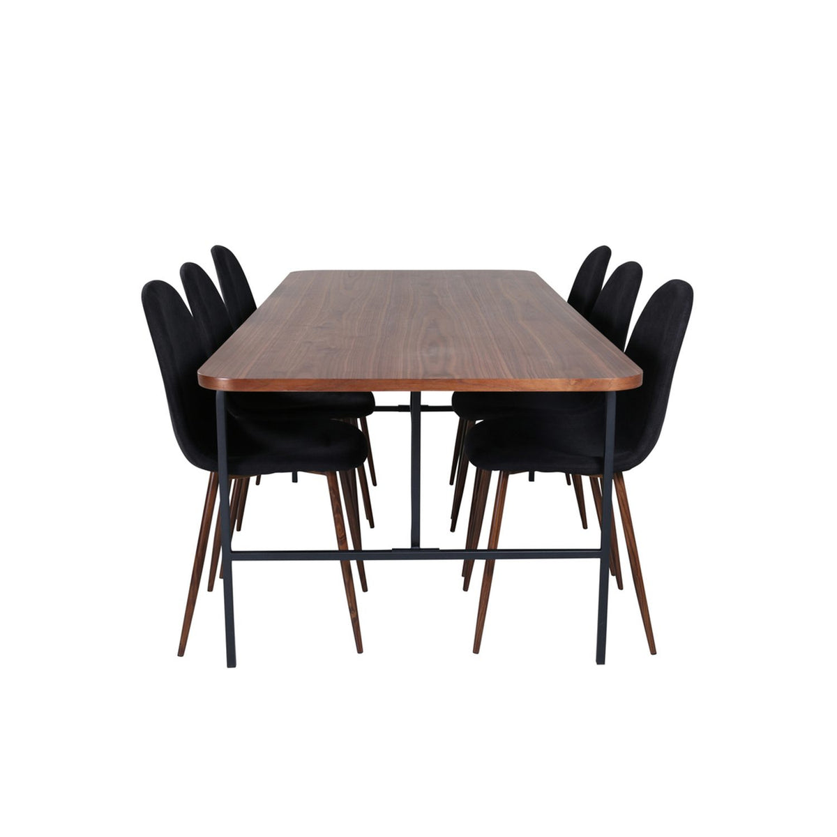 Uno, Polar Rektangulär matgrupp Svart,Natur, Svart,Natur, 200 x 90