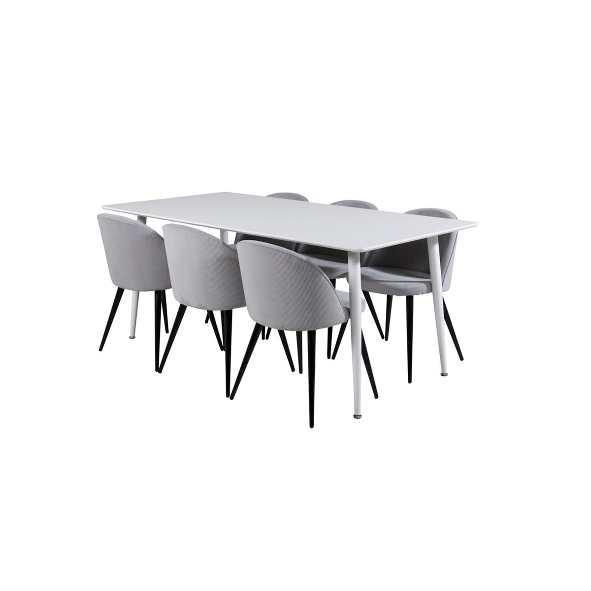 Polar, Velvet Rektangulär matgrupp Svart,Ljusgrå, Vit, 180 x 90
